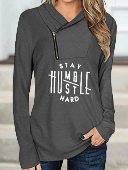 

Letter Cotton Blends Shirts & Tops, Gray, Long sleeve tops