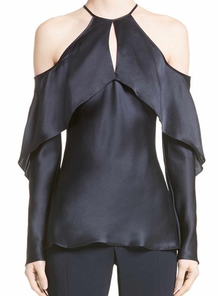 

Simple Gorgeous Regular Fit Tie Neck Gorgeous Top, Black, Tops
