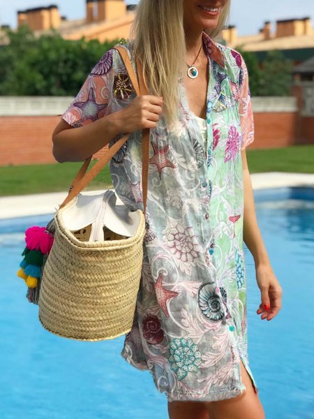 

Loosen Floral Shirt Collar Shirts & Tops, Flower, Blouses & Shirts