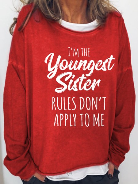 

I Am The Youngest Sister Funny Casual Sweatshirt, Red, Hoodies&Sweatshirts