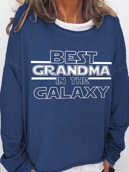

Best Grandma In The Galaxy Cotton Blends Crew Neck Sweatshirts, Deep blue, Hoodies&Sweatshirts