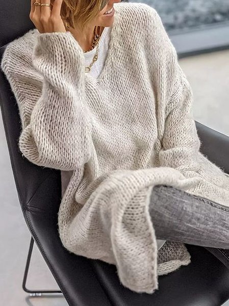 

Cotton Blends Casual Sweater, Gray, Knitwear & Sweaters