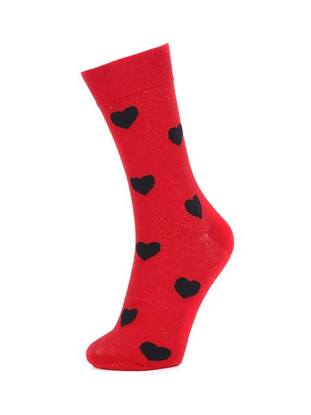 

Valentine's Day Simple Heart Jacquard Socks, Red, Socks