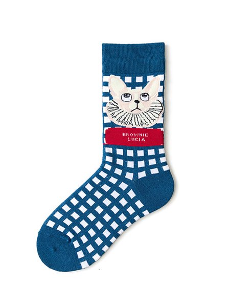 

Valentine's Day Personalized Cat Jacquard Heart Cotton Socks, Color3, Socks