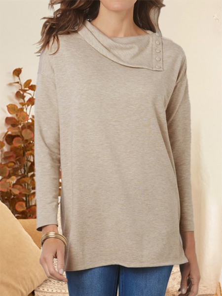 

Plain Casual Regular Fit Tunic Shirts & Tops, Khaki, Tops