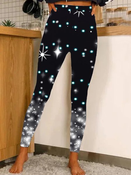 

Cotton Blends Polka Dots Pants, Black, Leggings