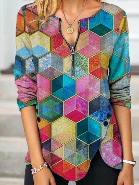 

Casual Loosen Shirts & Tops, Multicolor, Tops