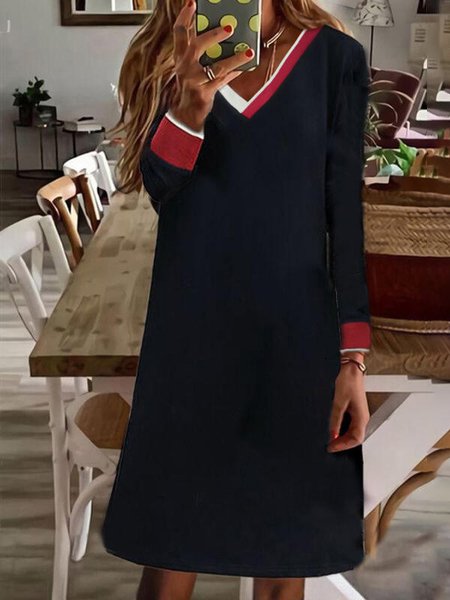 

Cotton Blends Casual Loosen Dresses, Black, Midi Dresses
