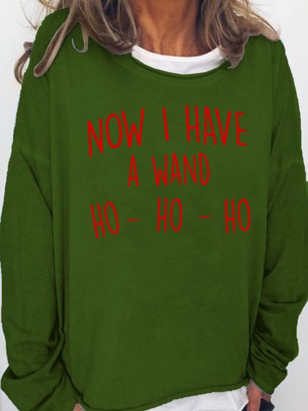 

Now I Have A Wand Christmas Movies Letter Crew Neck Sweatshirt, Green, Hoodies&Sweatshirts