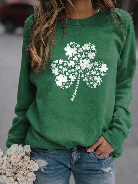 

Crew Neck Casual Sweatshirt, Green, Hoodies&Sweatshirts
