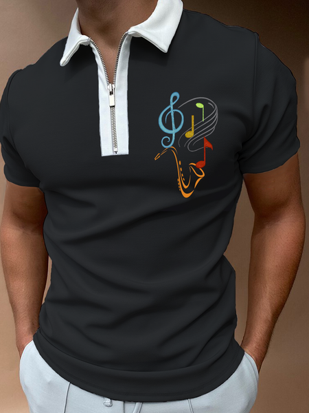 Short Sleeve Printed Shirts & Tops, Black, Men's t-shirts