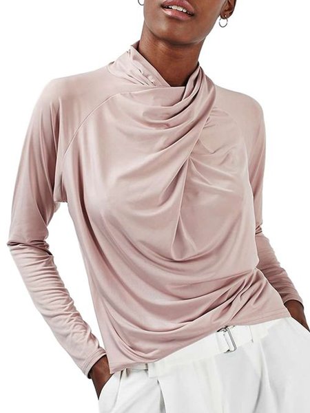 

Simple Elegant Lady Vintage Plain Top, Pink, Blouses and Shirts