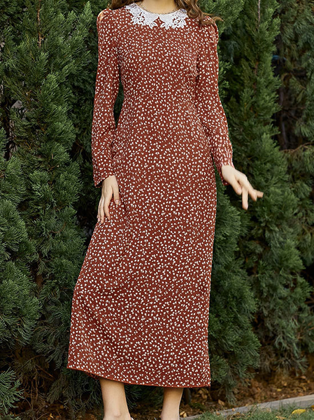 

Sweet Printed Regular Fit Dresses, Red, Floral Dresses