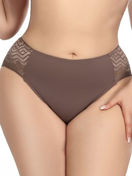 

Lace Seamless Mid-waist Plus Size Panties, Coffee, Intimates