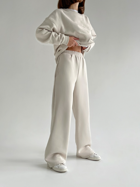

Spring Casual Loosen Top With Pants Daily Household Suits, White, Two-piece Set