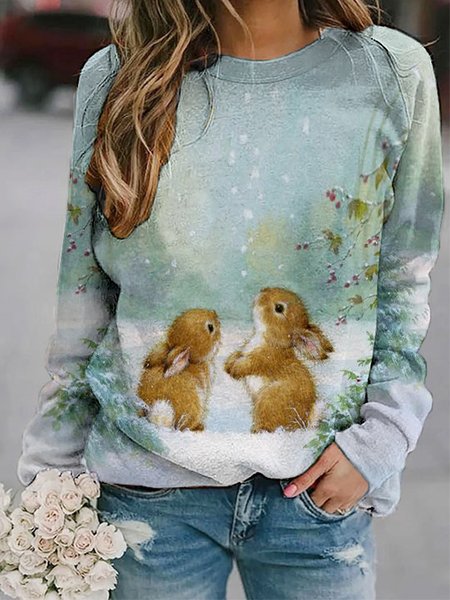 

Cotton Blends Animal Sweatshirt, Blue, Hoodies&Sweatshirts