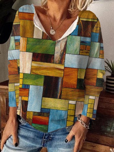 

Checked/Plaid Casual Long Sleeve Loosen Shirts & Tops, Multicolor, Tops