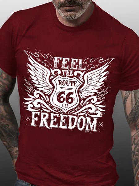 

Mens Feel The Freedom Route 66 T-shirt, Red, T-shirts