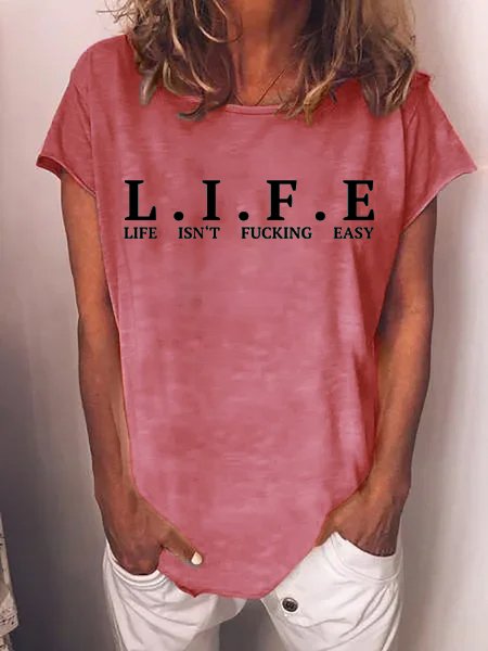 

Life Isn't Fucking Easy Casual Shirts & Tops, Red, T-shirts