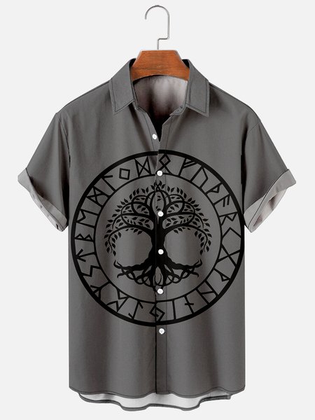 

Vintage Viking Short Sleeve Shirt, Gray, Men's Floral shirt