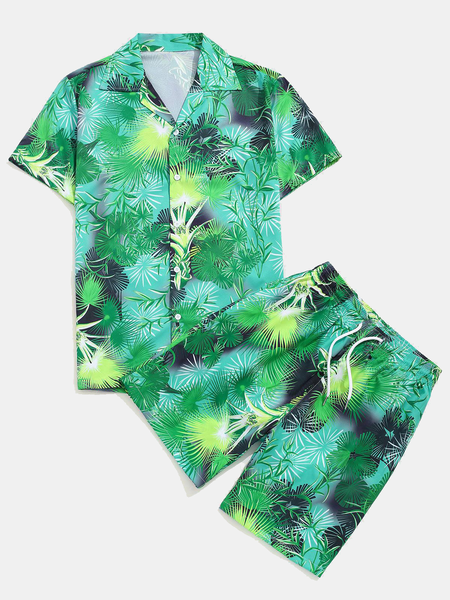 

Pockets Short Sleeve Vacation Lapel Suits, Multicolor, Men's sets