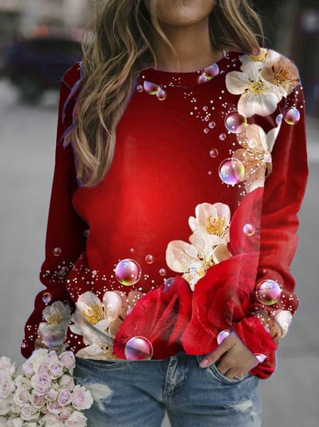 

Flower Magic Casual Sweatshirt, Red, Hoodies&Sweatshirts