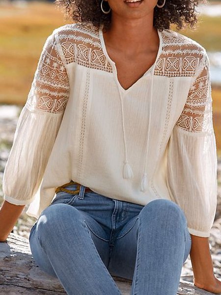 

Cotton Blends Vacation Shirts & Tops, White, Tops