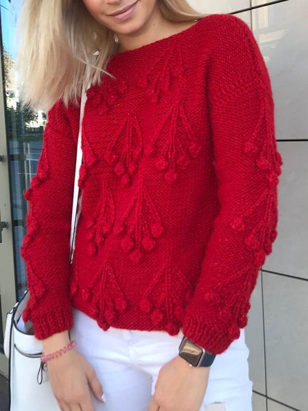 

Cotton Blends Casual Guipure Sweater, Red, Sweaters