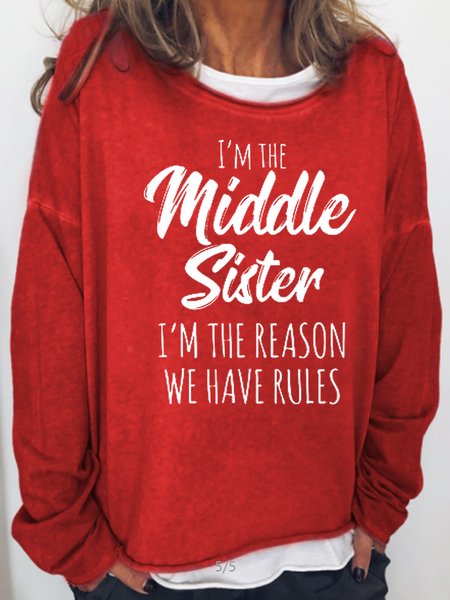

Women's Funny Middle Sister Casual Sweatshirt, Red, Hoodies&Sweatshirts
