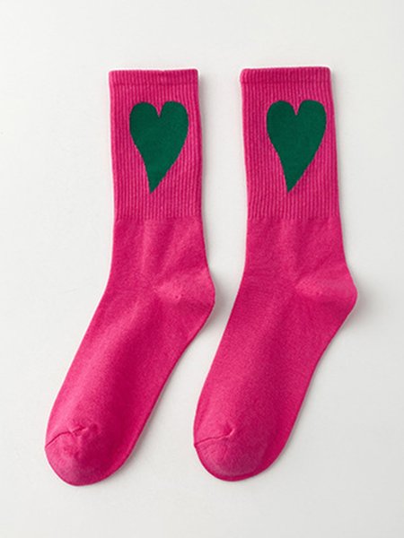 

Valentine's Day Simple Heart Socks, Rose red, Socks