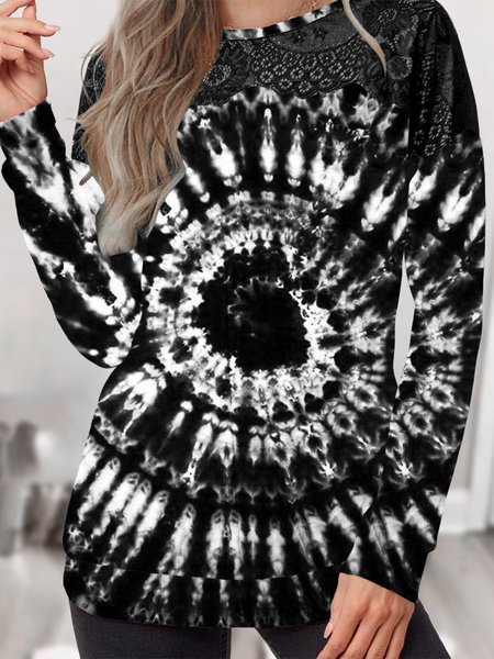 Casual Crew Neck Loosen T-shirt, As picture, T-Shirts