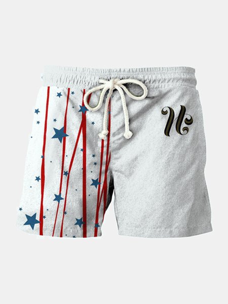 

America Flag Pants, White, Men's shorts