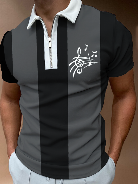 

Music note printing polo, As picture, Men's t-shirts