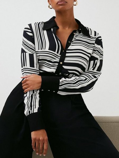 

Casual Geometric Shirt& Top, As picture, Blouses and Shirts