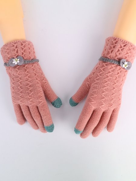 

Cashmere Bow Jacquard Warm Knitted Gloves, Light pink, Scarves&Gloves