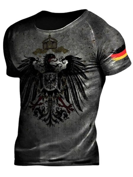 

Men's Flag Pattern Casual Short-sleeved T-shirt, As picture, T-shirts