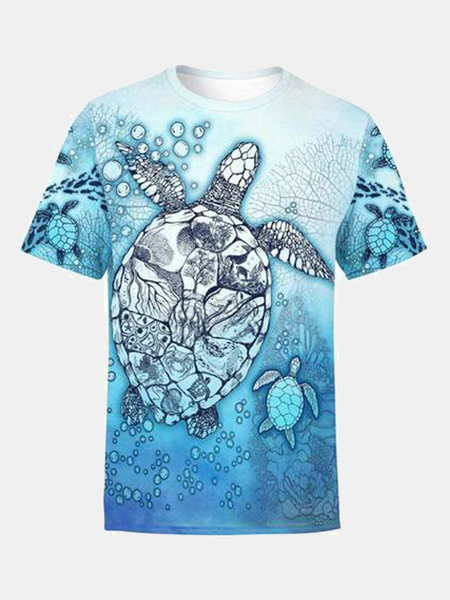 

Sea Turtles Casual Crew Neck Shirts & Tops, As picture, Men's t-shirts
