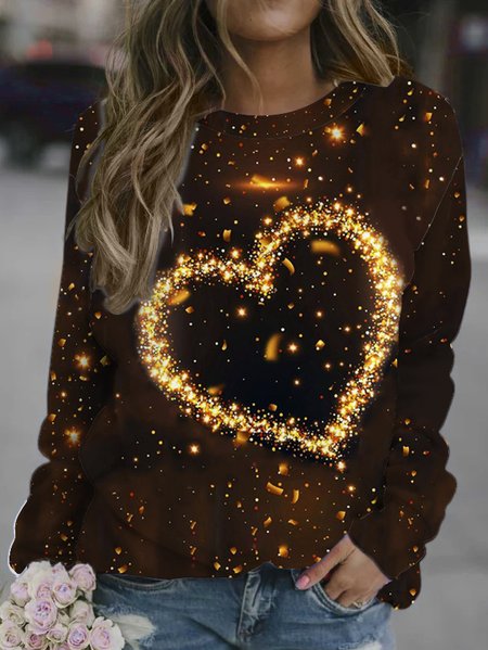 

Graphic print round neck long-sleeved sweatshirt, As picture, Hoodies&Sweatshirts