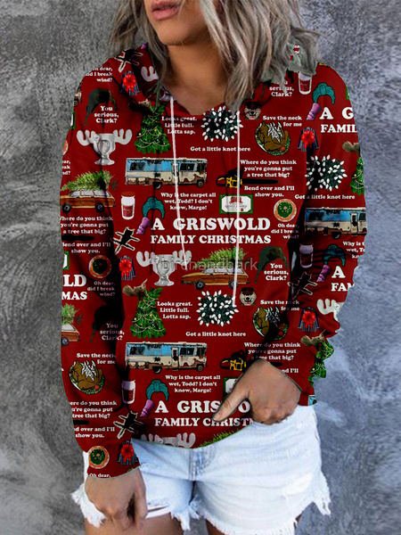 

Christmas Casual Hooded Sweatshirts, Red, Hoodies&Sweatshirts
