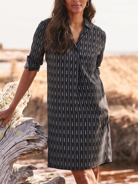 

Ethnic Loosen Striped Dresses, Black-white, Mini Dresses