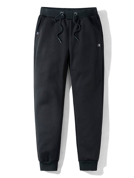 

Men's Fleece And Thick Stretch Waist Sweatpants, Black, Pants