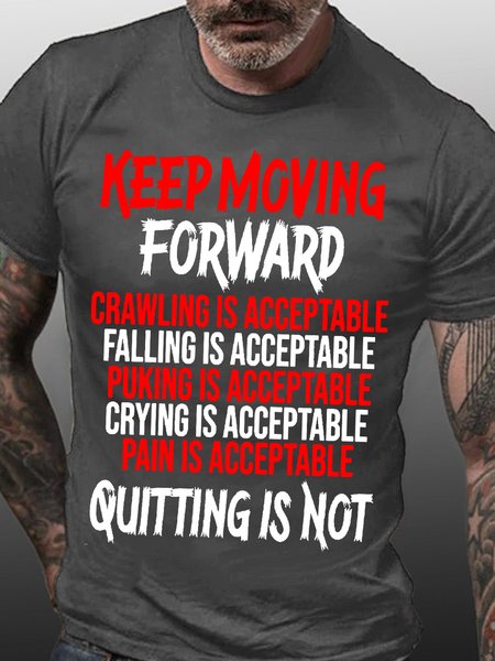 

Keep Moving Forward Crew Neck Casual Tshirts, Deep gray, T-shirts