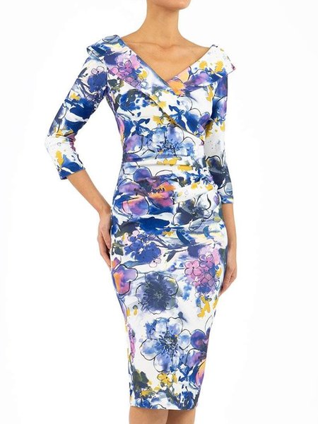 

Daily Date Elegant Lady Lady Slim Fit Floral Dress, As picture, Mini Dresses