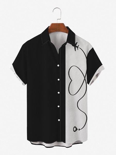 

Short Sleeve Casual Shirt Collar Shirts & Tops, As picture, Men's Floral shirt