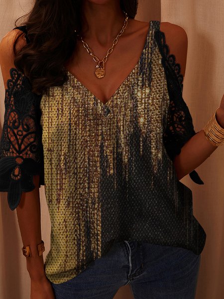 

Abstract Casual Shirts & Tops, Black, Tops