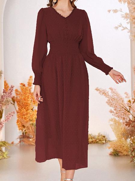 

Elegant Lady Vacation Loosen Dresses, Wine red, Casual Dresses