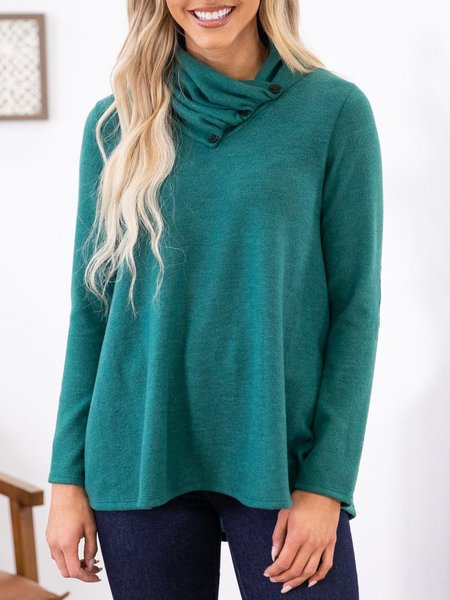 

Cowl Neck Simple Shirts & Tops, Green, Tops