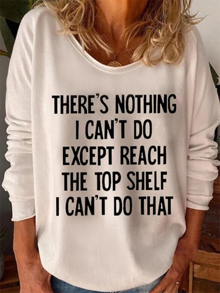 

Letter Long Sleeve Crew Neck Casual T-shirt, White, T-Shirts