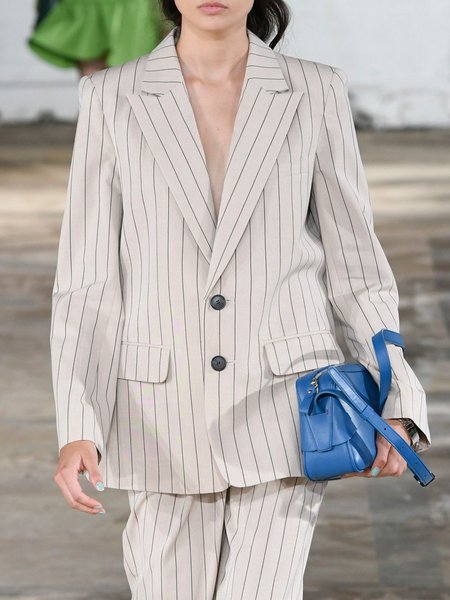 

Elegant Striped Work Formal Outerwear Blazer, As picture, Blazers