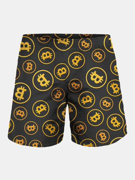 

BTC COINS Themes To Hawaii Beach Pants Basics Pants, As picture, Men's shorts